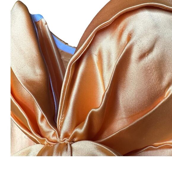 Mac Duggal Bow Sweetheart Strapless A Line Gown in Marigold 2 - Picture 6 of 12